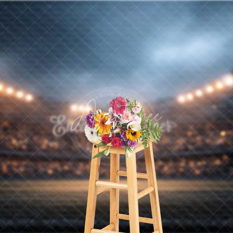 Aperturee - Aperturee Vibrant Night Stadium Field Sports Backdrop with Bright Lights Grand Game Day Event and Party Decor