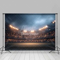 Aperturee - Aperturee Vibrant Night Stadium Field Sports Backdrop with Bright Lights Grand Game Day Event and Party Decor