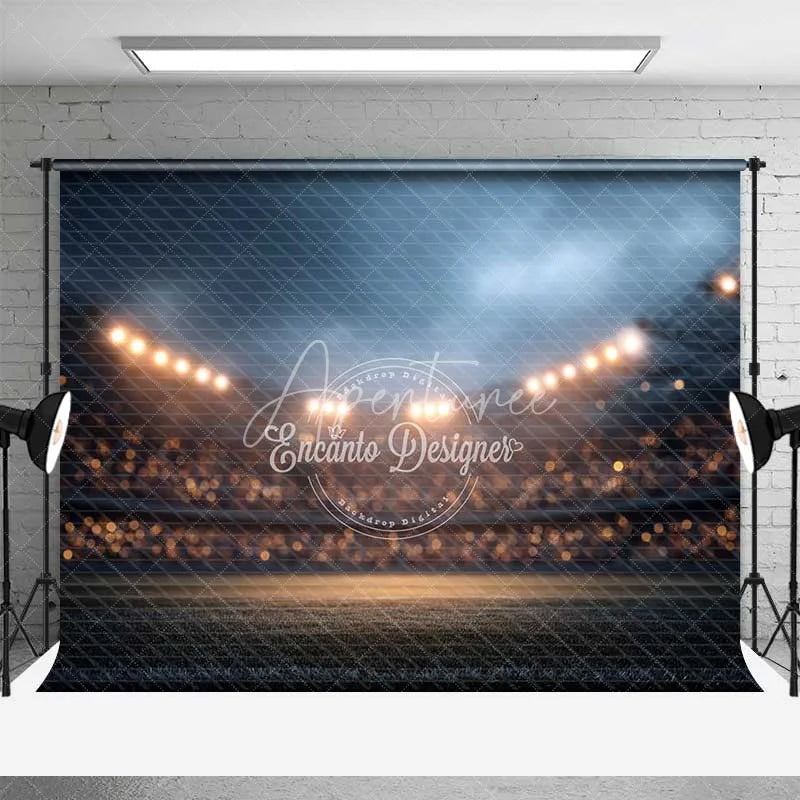 Aperturee - Aperturee Vibrant Night Stadium Field Sports Backdrop with Bright Lights Grand Game Day Event and Party Decor
