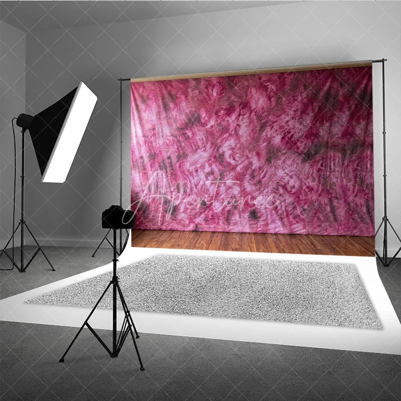 Aperturee - Aperturee Vibrant Pink Magenta Abstract Textured Photography Backdrop Artistic Mottled Tie-Dye Design for Studio Photoshoot