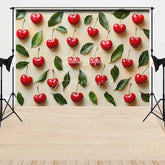 Aperturee - Aperturee Vibrant Red Cherries and Green Leaves Combo Set Backdrop Fresh Fruit Theme for Summer Party Decor