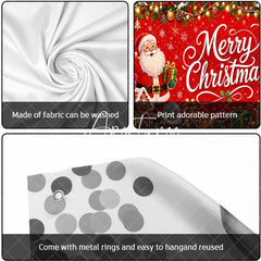 Aperturee - Aperturee Vibrant Red Merry Christmas Garage Door Banner with Santa Claus Snowman and Christmas Tree Holiday Decor