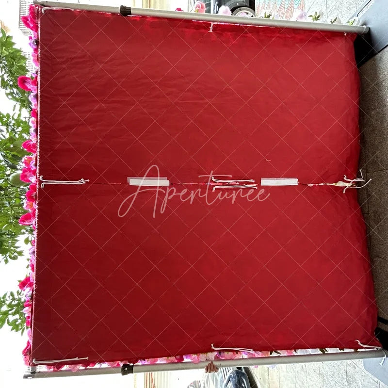 Aperturee - Aperturee Vibrant Red Pink and White Gradient Artificial Flower Wall Elegant Rose Photo Booth Backdrop for Weddings and Parties