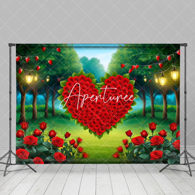 Aperturee - Aperturee Vibrant Red Rose Heart Festival Warm Tone Backdrop