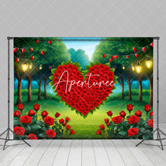 Aperturee - Aperturee Vibrant Red Rose Heart Festival Warm Tone Backdrop