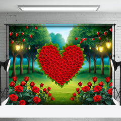 Aperturee - Aperturee Vibrant Red Rose Heart Festival Warm Tone Backdrop