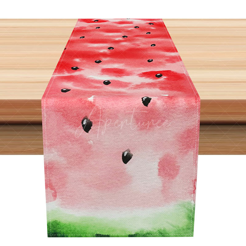 Aperturee - Aperturee Vibrant Red Watermelon Summer Table Runner Fresh Fruit Design for Outdoor Party and Kitchen Dining Decor