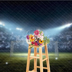 Aperturee - Aperturee Vibrant Soccer Stadium Backdrop for Sports Photography Night Game Theme Bright Lights Goal