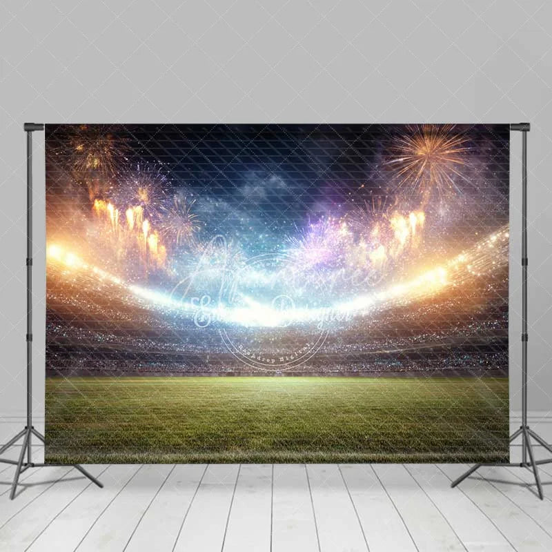 Aperturee - Aperturee Vibrant Sports Stadium Backdrop with Night Sky Celebration Grand Event Photography Background