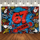 Aperturee - Aperturee Vibrant Urban Graffiti 7th Birthday Backdrop with Skateboard Spray Paint Party Decor