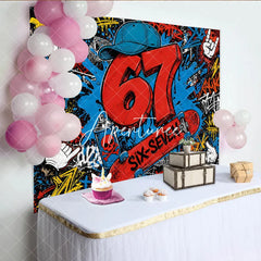 Aperturee - Aperturee Vibrant Urban Graffiti 7th Birthday Backdrop with Skateboard Spray Paint Party Decor