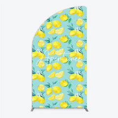 Aperturee - Aperturee Vibrant Watercolor Lemon and Blossom Pattern Half Moon Arch Backdrop Fresh Summer Citrus Party Decor