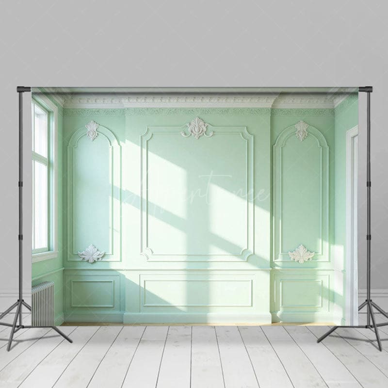 Aperturee - Aperturee Victorian Mint Focal Wall Wedding Photo Backdrop