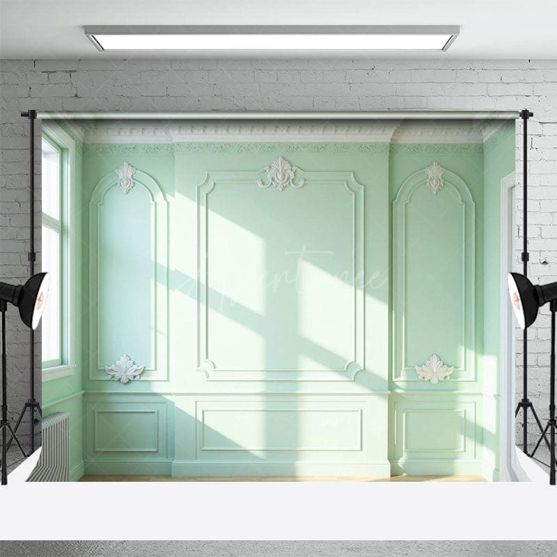 Aperturee - Aperturee Victorian Mint Focal Wall Wedding Photo Backdrop