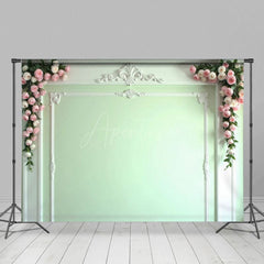 Aperturee - Aperturee Victorian Mint Molding Wall Floral Wedding Backdrop