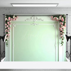 Aperturee - Aperturee Victorian Mint Molding Wall Floral Wedding Backdrop