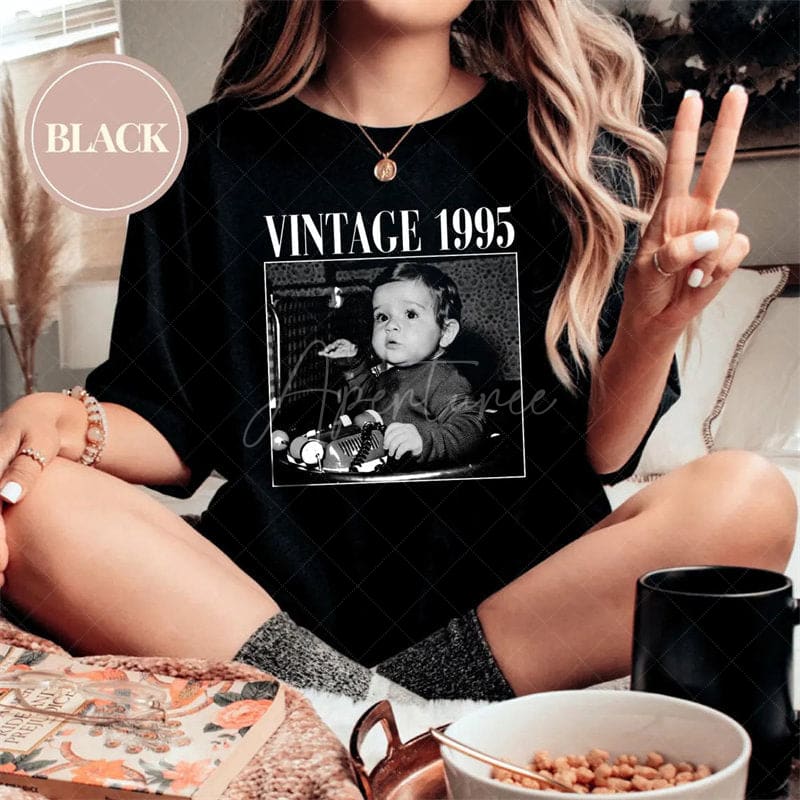 Aperturee - Aperturee Vintage 1995 Custom Photo and Year T Shirt Gift