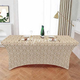 Aperturee - Aperturee Vintage Abstract Geometric Art Stripe Stretch Table Cover