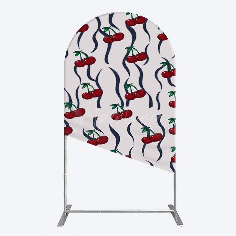 Aperturee - Aperturee Vintage Abstract Red Cherry Birthday Arch Backdrop
