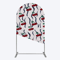 Aperturee - Aperturee Vintage Abstract Red Cherry Birthday Arch Backdrop