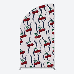 Aperturee - Aperturee Vintage Abstract Red Cherry Birthday Half Moon Arch Backdrop