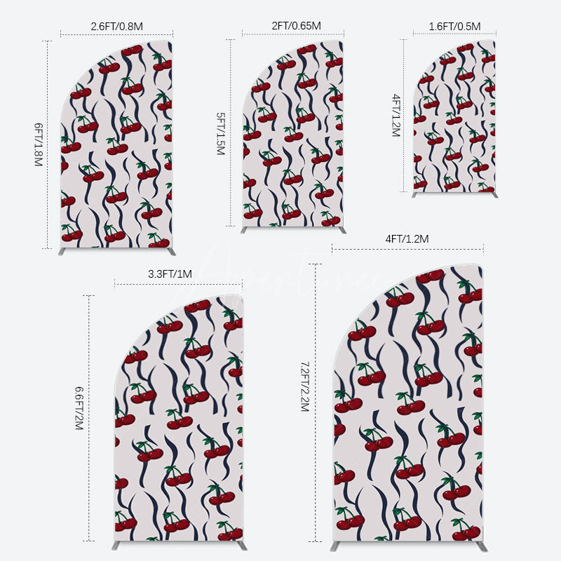 Aperturee - Aperturee Vintage Abstract Red Cherry Birthday Half Moon Arch Backdrop