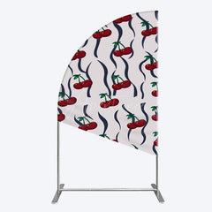 Aperturee - Aperturee Vintage Abstract Red Cherry Birthday Half Moon Arch Backdrop