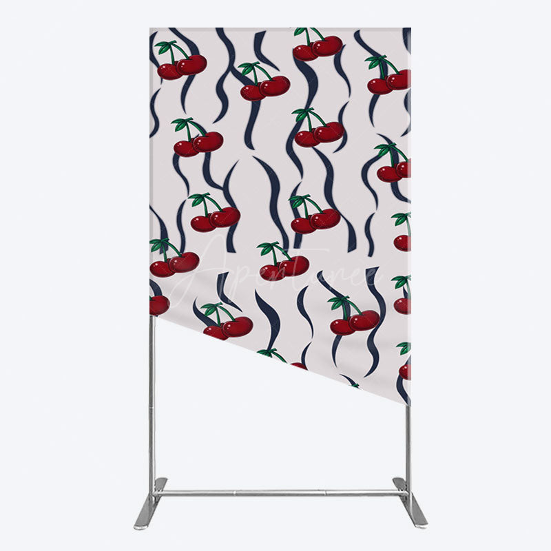 Aperturee - Aperturee Vintage Abstract Red Cherry Birthday Rectangle Backdrop