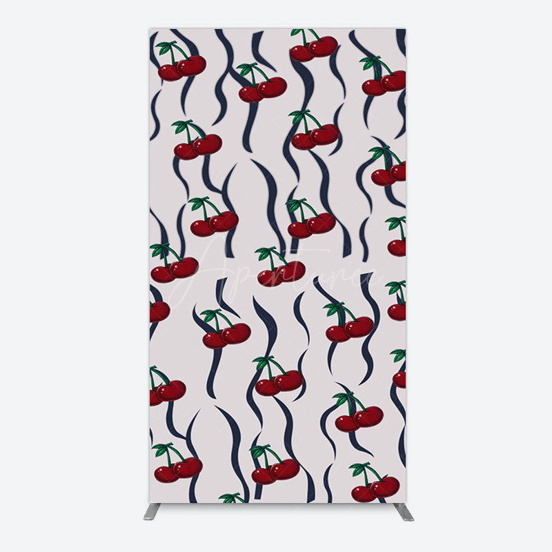 Aperturee - Aperturee Vintage Abstract Red Cherry Birthday Rectangle Backdrop