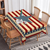 Aperturee - Aperturee Vintage American Flag Stars and Stripes Rectangle Tablecloth Rustic Patriotic Decor for 4th of July Party