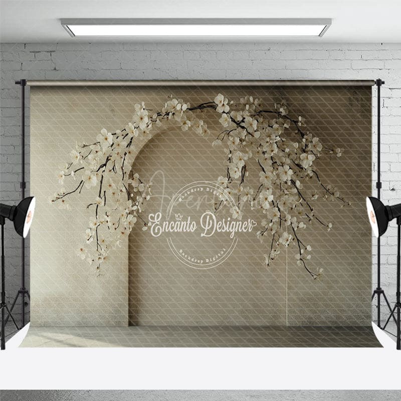 Aperturee - Aperturee Vintage Arch Wall Branch Flower Room Set Backdrop