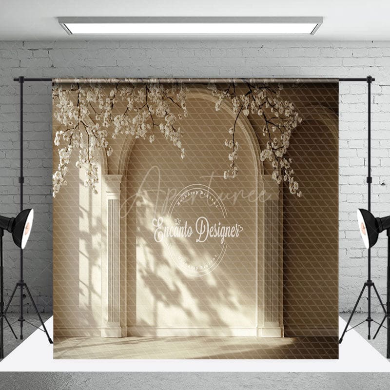 Aperturee - Aperturee Vintage Arch Wall Branch Flower Room Set Backdrop