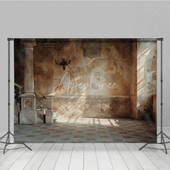 Aperturee - Aperturee Vintage Architecture Backdrop Ancient Stone Pillar and Old Wall Photography Background for Retro Portrait