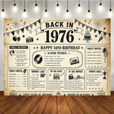Aperturee - Aperturee Vintage Back in 1976 Happy 50th Birthday Backdrop Retro Black and White Nostalgic Celebration Party Decor