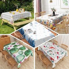 Aperturee - Aperturee Vintage Black Damask Rectangle Tablecloth For Kitchen