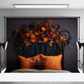 Aperturee Aperturee Vintage Black Headboard Photography Backdrop Moody Autumn Floral Arrangement Dark and Romantic Fall Photo Prop