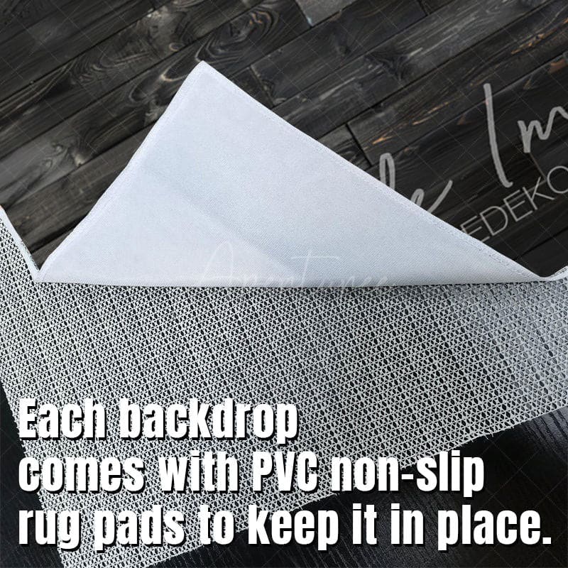 Aperturee - Aperturee Vintage Black Wooden Photo Fabric Floor Backdrop