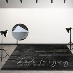 Aperturee - Aperturee Vintage Black Wooden Photo Fabric Floor Backdrop