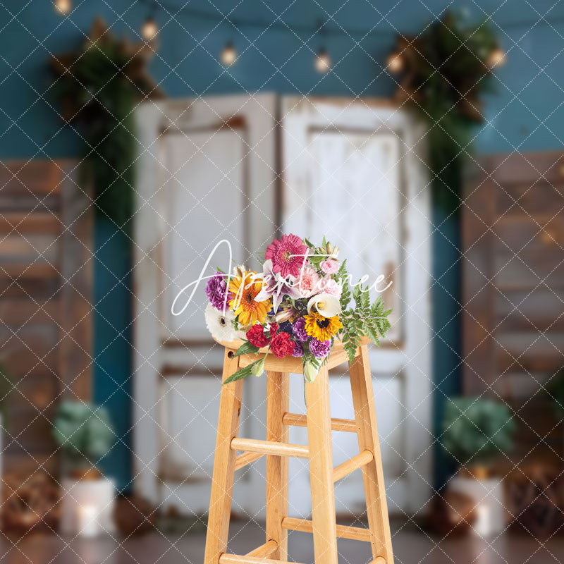 Aperturee - Aperturee Vintage Boho Wood Door Photography Backdrop For Studio