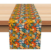 Aperturee - Aperturee Vintage Botanical Table Runner with Dense Colorful Floral Pattern for Spring Garden Party Table Decor