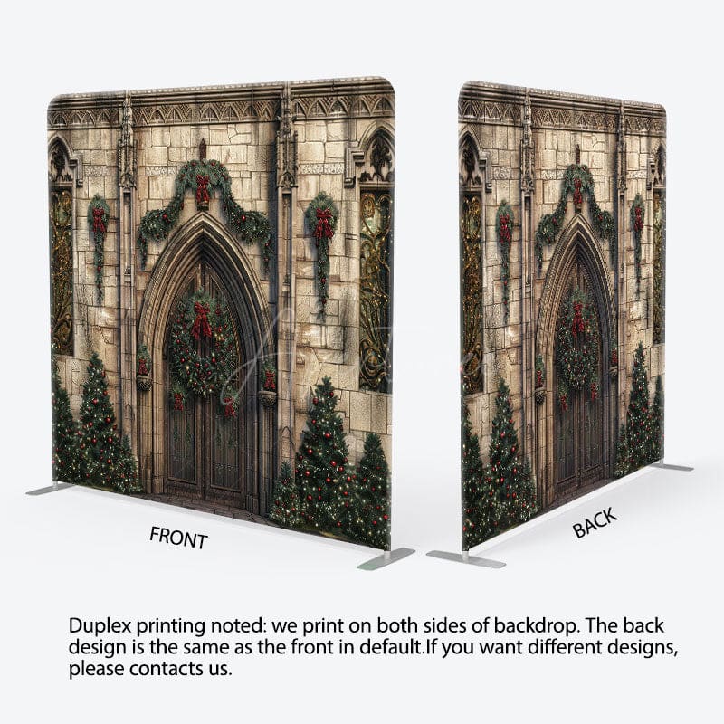 Aperturee - Aperturee Vintage Brick Wall Trees Square Arch Fabric Backdrop