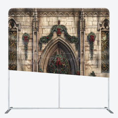 Aperturee - Aperturee Vintage Brick Wall Trees Square Arch Fabric Backdrop