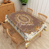 Aperturee - Aperturee Vintage Brown Beige Rose Motif Rectangle Tablecloth