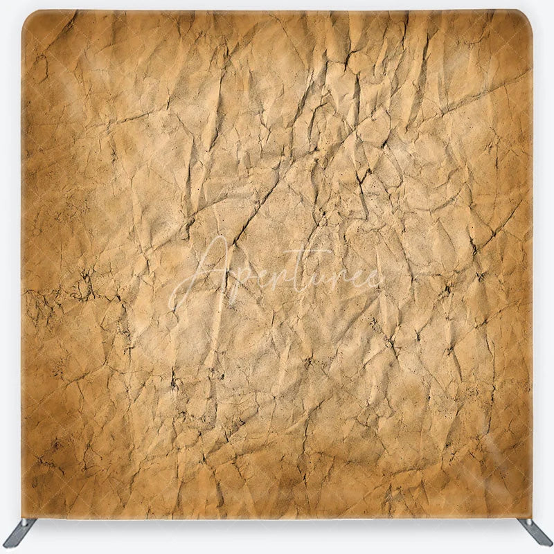 Aperturee - Aperturee Vintage Brown Crumpled Paper Texture Square Double-Sided Backdrop Rustic Photography Studio Background
