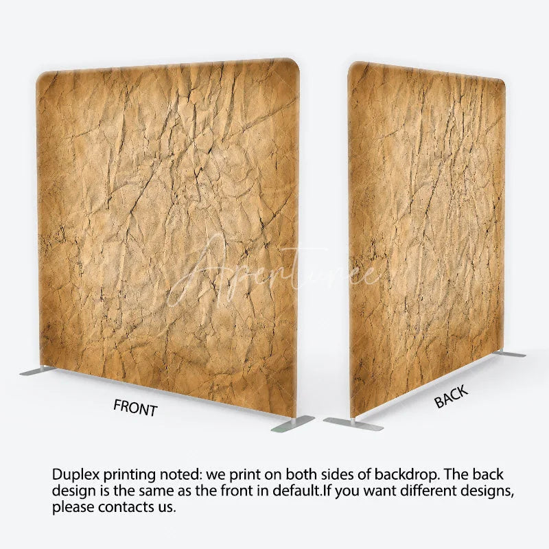 Aperturee - Aperturee Vintage Brown Crumpled Paper Texture Square Double-Sided Backdrop Rustic Photography Studio Background