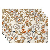 Aperturee - Aperturee Vintage Brown Floral Pattern Set Of 4 Placemats