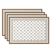 Aperturee - Aperturee Vintage Brown White Boho Print Set Of 4 Placemats