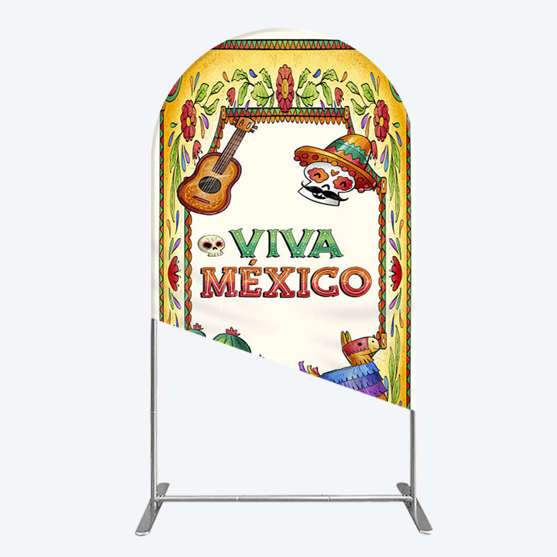 Aperturee - Aperturee Vintage Cactus Skull Viva Mexico Party Arch Backdrop