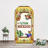 Aperturee - Aperturee Vintage Cactus Skull Viva Mexico Party Arch Backdrop