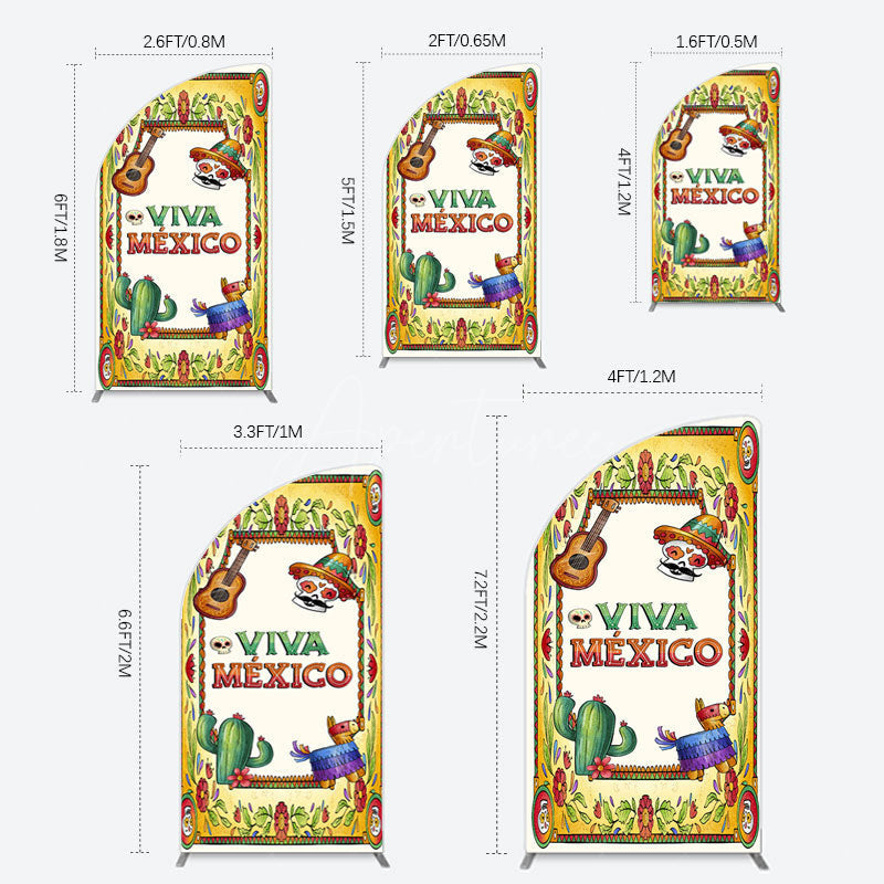 Aperturee - Aperturee Vintage Cactus Skull Viva Mexico Party Half Moon Arch Backdrop